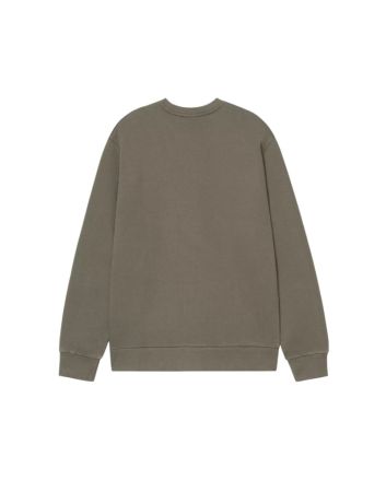 Sudadera Carhartt WIP Script Embroidery verde hoja con logo bordado en blanco para hombre