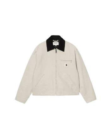 Cazadora Carhartt WIP OG Detroit Jacket para mujer en color beige flor de sal con cuello de pana negra