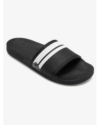 Sandalias Slider Quiksilver Rivi Slide negras y blancas para hombre 