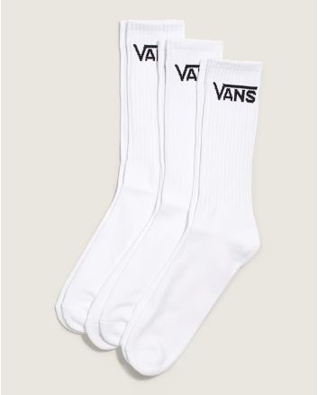 Calcetines Vans Classic Crew 3 Pack blanco unisex – diseño acanalado con logotipo Vans