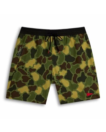 Pantalón corto Florence Marine X Airtex Short camuflaje verde con cintura elástica negra y bolsillos laterales para hombre