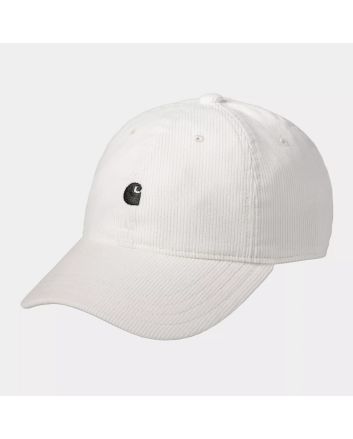 Gorra de pana Carhartt WIP Harlem Cap blanco cera con logo negro Unisex, vista frontal