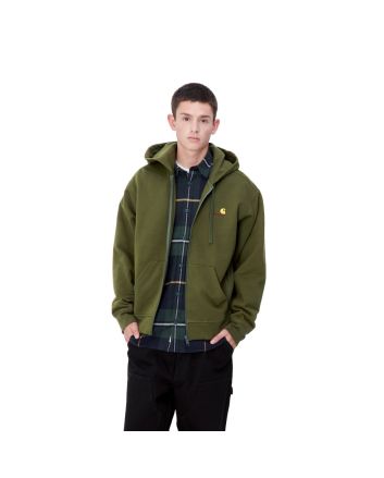 Hombre con Chaqueta tipo Sudadera Carhartt WIP Hooded American Script Jacket Tarragon Verde