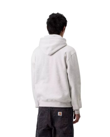 Hombre con sudadera de capucha Carhartt WIP Hooded Carhartt Sweatshirt Gris Ceniza Jaspeado con logo granate