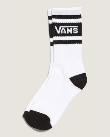 Calcetines Vans Kids Drop V Crew blanco-negro para niños – logotipo jacquard y puntera contrastada
