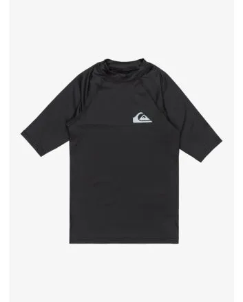 Licra de protección solar con manga corta Quiksilver Youth Everyday UPF 50+ Negra para niño 8-16 años