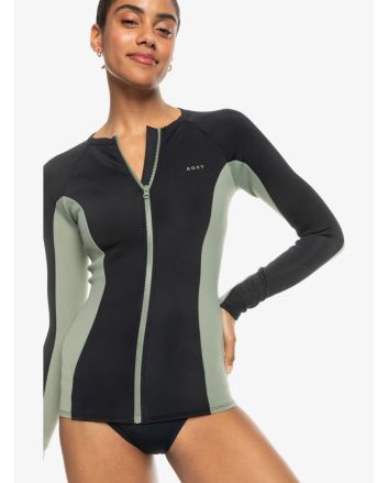 Mujer con Licra para Surf de manga larga y cremallera Roxy Pro Wave Antracita 