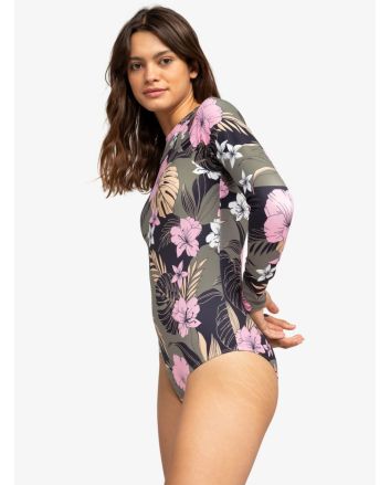 Mujer con Licra de Surf con manga larga Roxy Pro The Overhead Antracita Floral