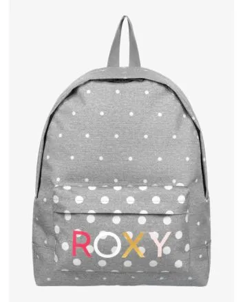 Mochila pequeña Roxy Sugar Baby 16 litros en color gris con lunares blancos