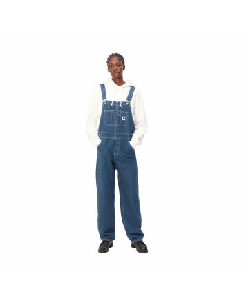 Mujer con Peto Vaquero Carhartt WIP W' Bib Overall Straight Azul Stone Washed