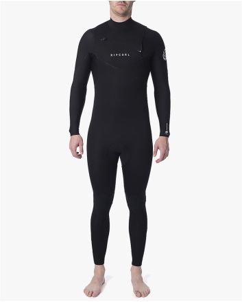 Hombre con traje de Neopreno con cremallera en el pecho Rip Curl Dawn Patrol 4/3 Chest Zip negro