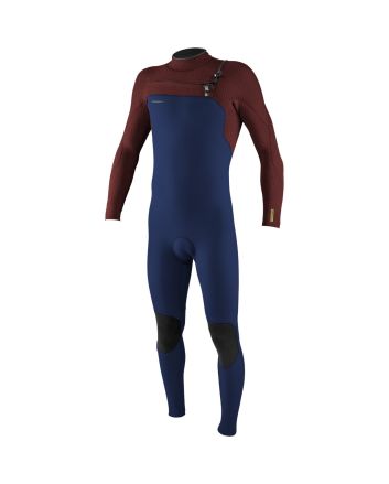 Traje de neopreno con cremallera en el pecho O'Neill Hyperfreak 5/4 Plus azul marino y granate para hombre
