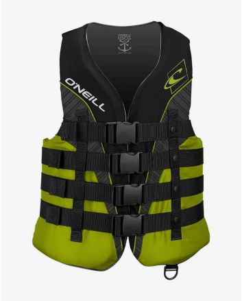 Chaleco de flotabilidad O'Neill Superlite ISO 12402-5 negro y lima para deportes acuáticos