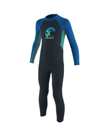 Traje de surf con cremallera en la espalda O'Neill Toddler Reactor II 2mm gris, aguamarina y azul para niños de 1 a 6 años