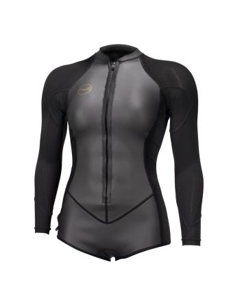 Neopreno de primavera O'Neill Women's Bahia 2/1mm Short Spring con cremallera frontal y manga larga para mujer