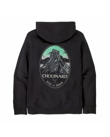Sudadera con capucha Patagonia Chouinard Crest Uprisal negra vista trasera con gráfico de montaña