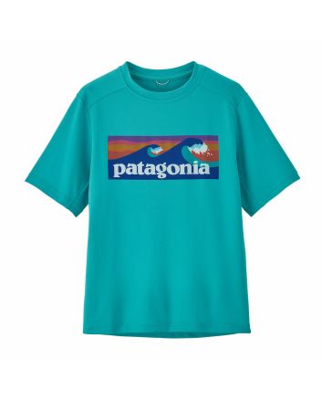 Camiseta de manga corta Patagonia Kids Capilene Silkweight Boardshort Logo Azul Turquesa para niños