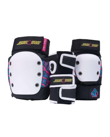 Juego de protecciones para skate Pro-Tec Santa Cruz Street Negro-Blanco-Rosa para adulto