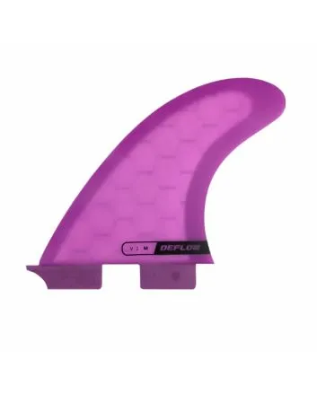 Quillas tri-fins de surf DEFLOW V.2 Violet Honeycomb sistema FCS II Medium quilla lateral