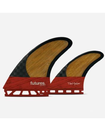 Quillas para tabla de surf Futures Rob Machado Twin Fins +1 Blackstix Bamboo Red