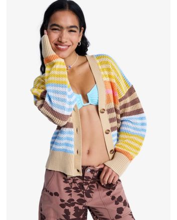 Mujer con cárdigan Roxy Cosmic Coast Stripes multicolor
