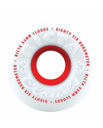 Ruedas para Skate Cruiser Ricta 53mm Clouds 86a blancas y rojas