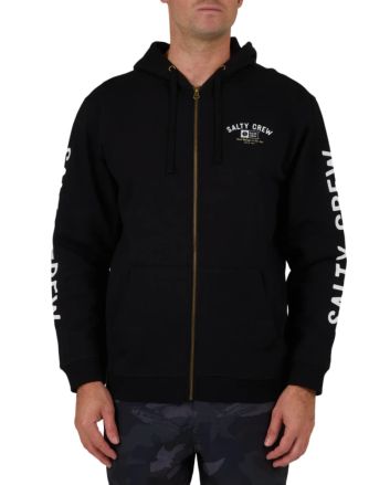 Hombre con Sudadera de capucha y cremallera Salty Crew Surf Club Zip Fleece Negra