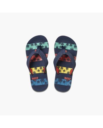 Chanclas Reef Kids Ahi Navy Palms Stripe 