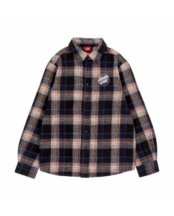 Santa Cruz camisa de franela Youth Chopper Navy Check para niño/a