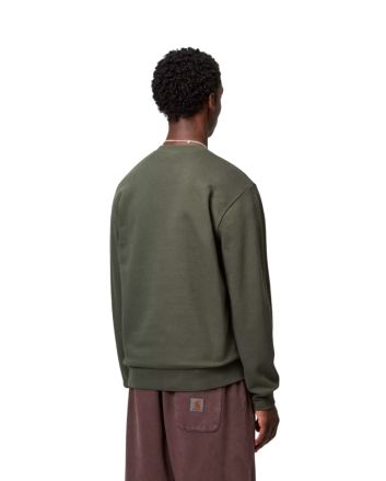 Hombre con sudadera básica Carhartt WIP Script Embroidery Opuntia/White