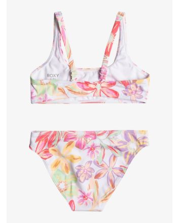 Conjunto de bikini bralette Roxy Tropical Time Girl Blanco Floral para niñas de 7 a 16 años