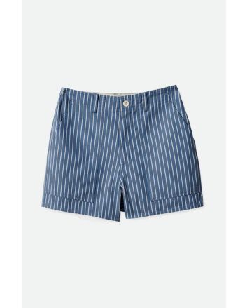 Pantalón corto de tiro alto Brixton Vancouver Azul a rayas para mujer
