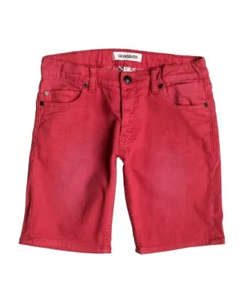 Pantalón corto vaquero Quiksilver Distorsion Colors rojo para niños de 8 a 12 años