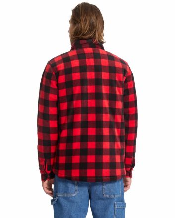 Hombre con sobrecamisa de forro polar Volcom Bowered Fleece Roja a cuadros