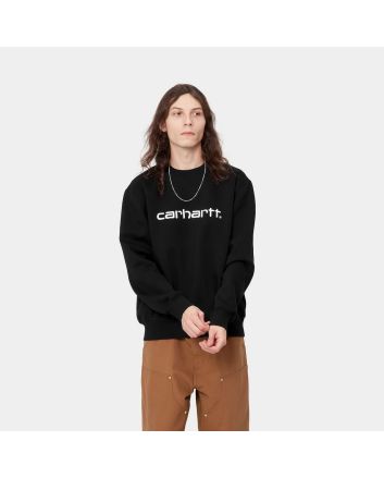 Hombre con Sudadera Carhartt WIP Carhartt Sweatshirt negra con logo blanco 