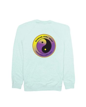 Sudadera de cuello redondo Mission Surf Shop Ying Yang Pontevedra since 2002 en color celeste para chica 
