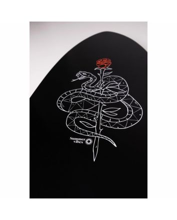 Skimboard de madera Summer Vibes Sessions 41 pulgadas negro con diseño de serpiente geométrica y rosa