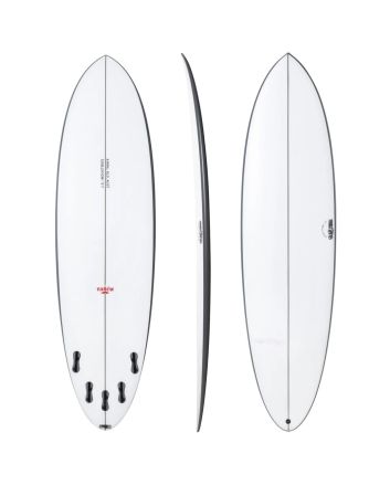 Tabla de Surf Midlength Js Surfboards El Baron 6'8 Round Pin 40 Litros Blanca FCS II 5 fin set up