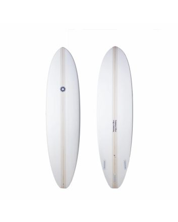 Tabla de surf Mini Mal Summer Vibes 7'6'' blanca y beige con configuración thruster