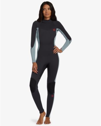 Mujer con Traje de Surf con Cremallera en la Espalda Billabong 4/3mm Foil Washed Black 