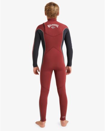 Niño con Traje de Surf GBS con Cremallera en el Pecho Billabong 5/4mm Absolute Natural Granate