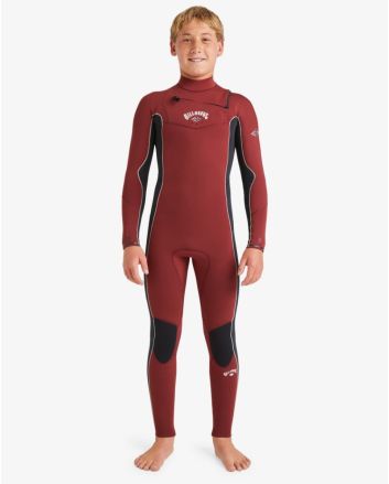 Niño con Traje de Surf GBS con Cremallera en el Pecho Billabong 5/4mm Absolute Natural Granate