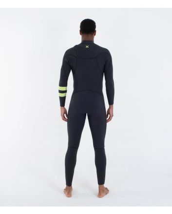 Hombre con traje de surf Hurley Plus 4/3mm Fullsuit Negro-Lemon 
