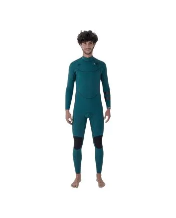 Hombre con traje de surf con cremallera en el pecho Hurley PLUS 4/3mm color turquesa 
