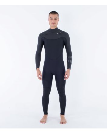Hombre con Traje de Neopreno con cremallera en el pecho Hurley PLUS Sleeve Texture 4/3mm Negro