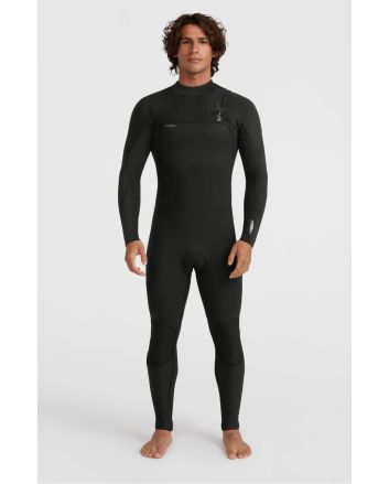 Hombre con Traje de surf O’Neill Hyperfreak 4/3+ mm negro con cremallera en el pecho