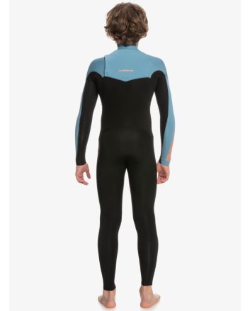 Niño con Traje de surf con cremallera en el pecho Quiksilver Boys 4/3mm Everyday Sessions Negro y Azul 