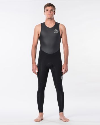 Hombre con Traje de Surf de Primavera Rip Curl Dawn Patrol 1.5mm Long John con cremallera en la espalda negro 