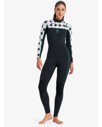 Mujer con traje de surf con cremallera en el pecho Roxy 4/3 Rise Natural Salt Crystal