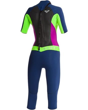 Traje de surf de neopreno con manga corta y cremallera en la espalda Roxy Syncro 3/2 mm azul marino para mujer